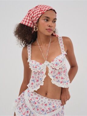 NWT (L) For Love & Lemons "Ditsy Day" Bustier Bra Festival Top - Underwired